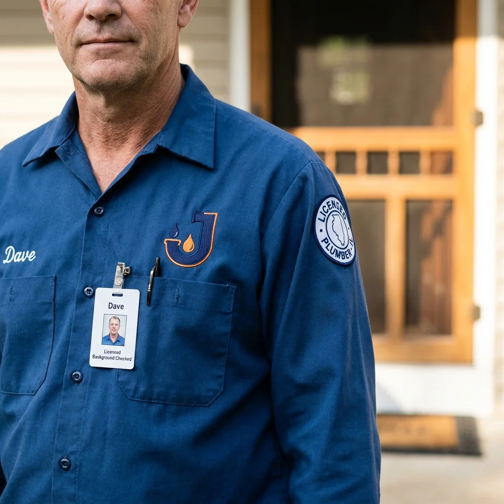Licensed plumber showing ID badge in Muscoda, WI