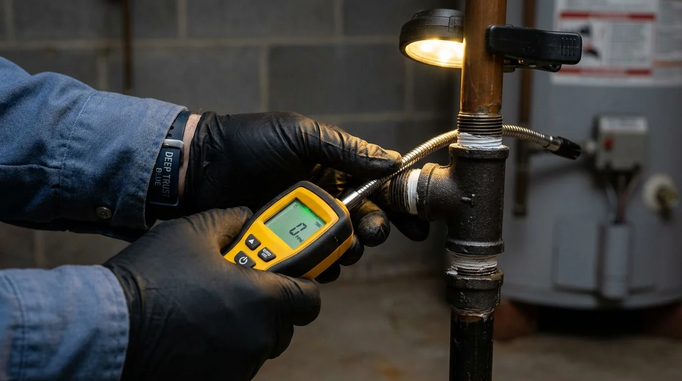 Gas leak detection with electronic sniffer by Johns Plumbing LLC in Muscoda