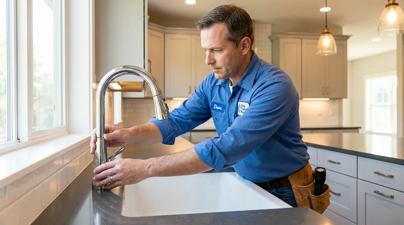 Kitchen faucet installation by Johns Plumbing LLC in Muscoda