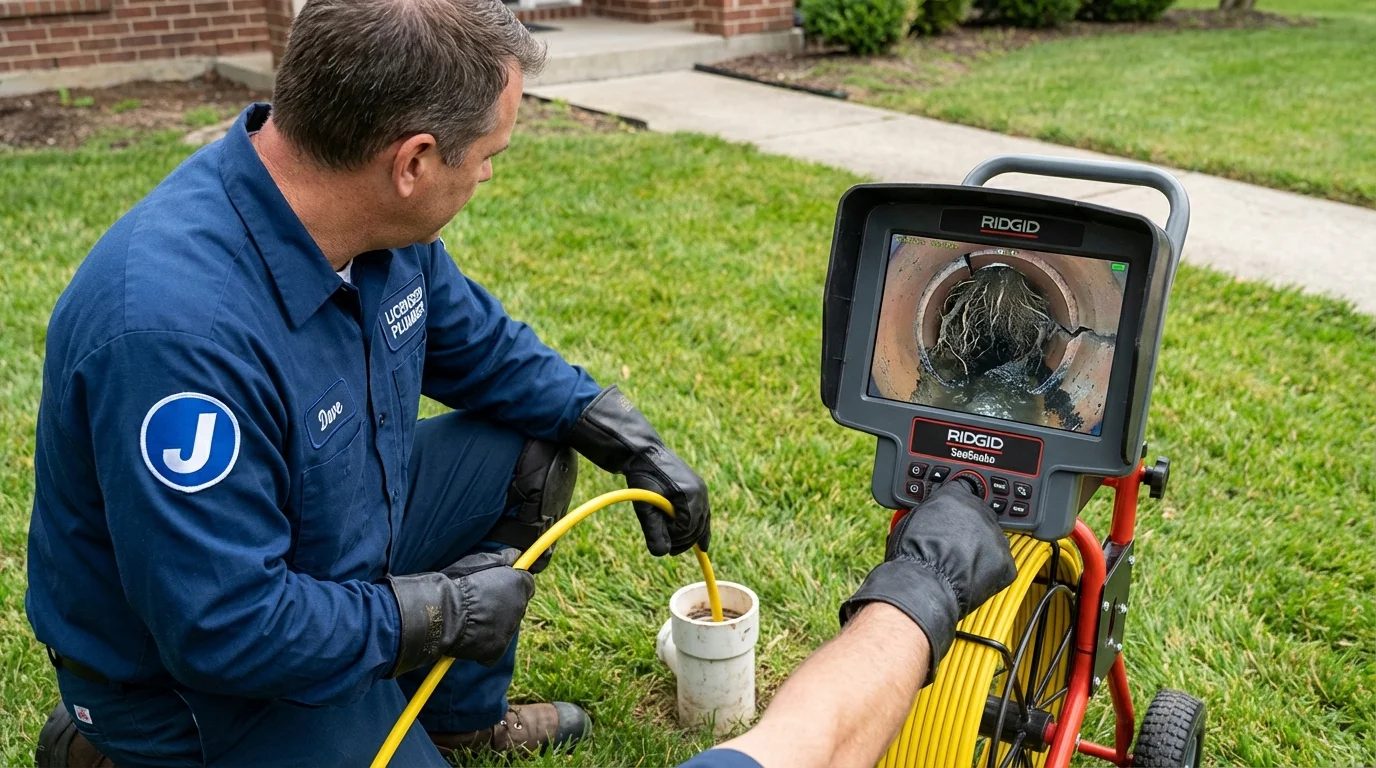 Sewer camera inspection being performed by Johns Plumbing LLC in Muscoda