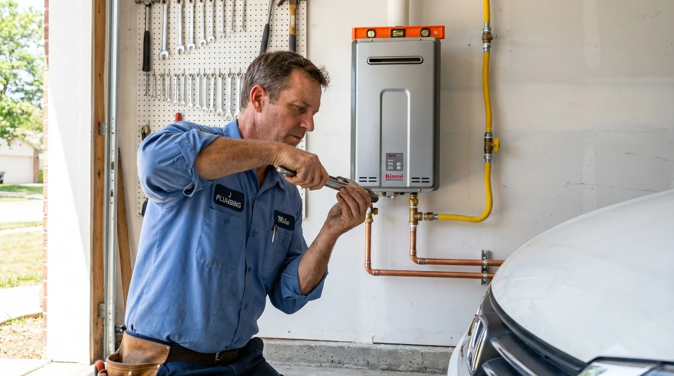 Tankless water heater installation by a Johns Plumbing LLC plumber in Muscoda